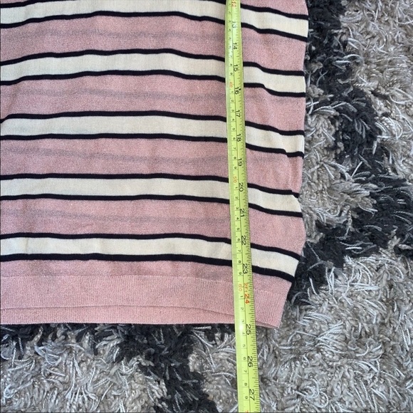 Scotch & Soda NEW Striped Tan Black Lurex Sparkle Lightweight Crewneck Sweater M - Picture 7 of 9